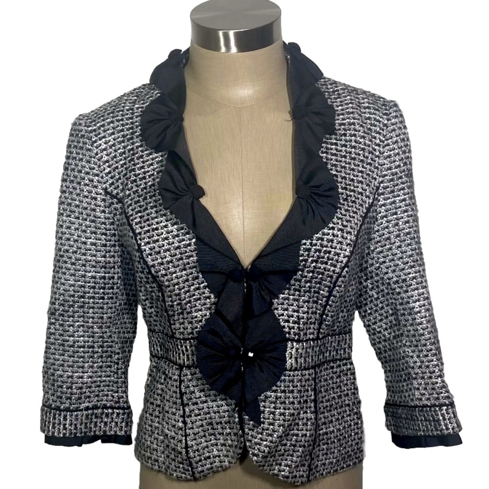 White House Black Market Ruffle Blazer size 4